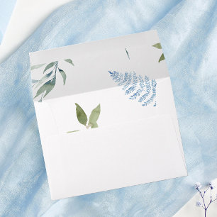 Enveloppe verte à feuilles bleues et vertes