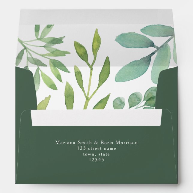 Enveloppe verte de verdure Adresse de retour 5x7 (Dos (Bas))