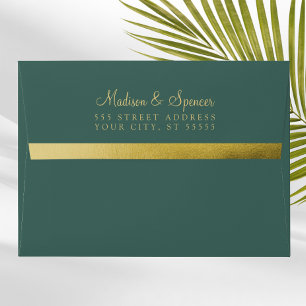 Enveloppe Verte et or Foil Retourner l'adresse Mariage