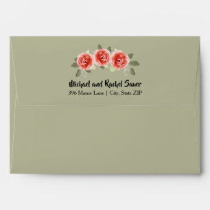 Enveloppe verte Rose de chou rouge