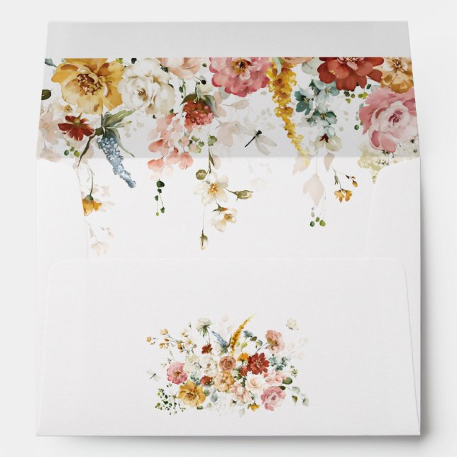 Enveloppe Vibrant Bohemian Garden Floral Adresse de retour (Dos (Bas))
