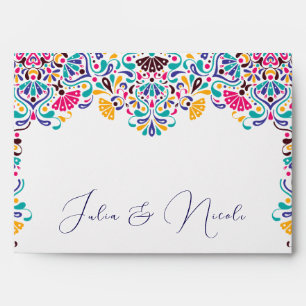 Enveloppe Vibrant mexicaine Fiesta Style Mariage arc-en-ciel