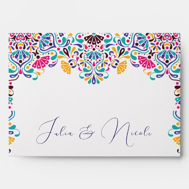 Enveloppe Vibrant mexicaine Fiesta Style Mariage arc-en-ciel (Devant)