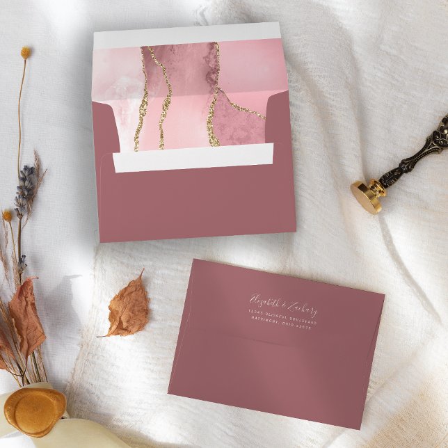 Enveloppe Vibrer rose or Agate Dusty Rose Mariage (Créateur téléchargé)