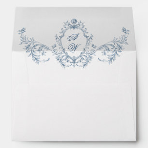 Enveloppe Victorien Ornate Grace Floral Dusty Mariage bleu