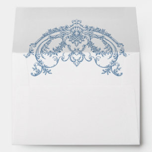 Enveloppe Victorien Ornate Grace Floral Dusty Mariage bleu