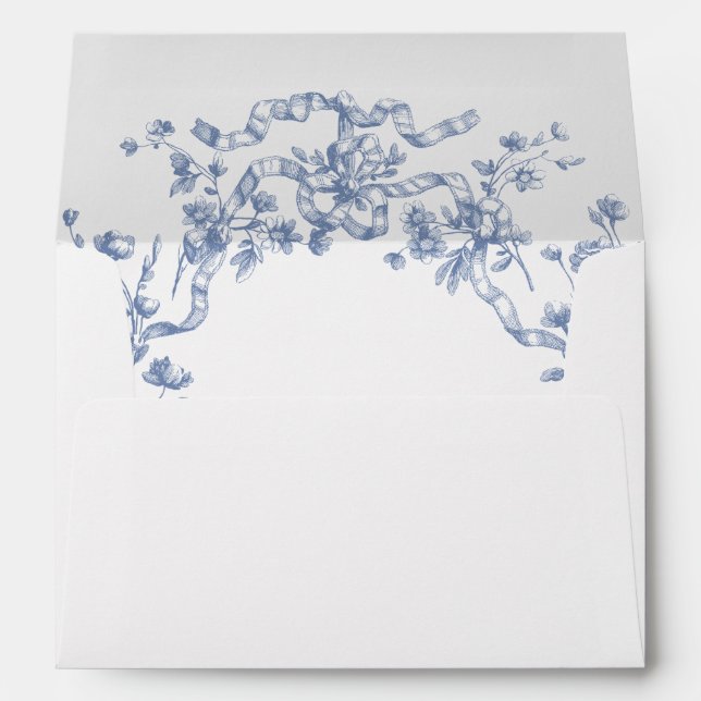 Enveloppe Victorien Ornate Grace Floral Dusty Mariage bleu (Dos (Bas))