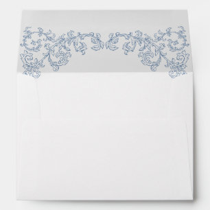Enveloppe Victorien Ornate Grace Floral Dusty Mariage bleu