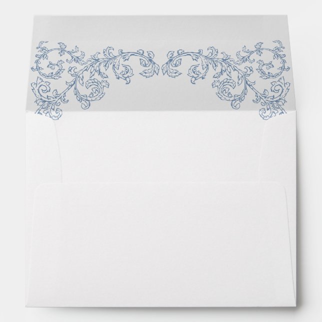 Enveloppe Victorien Ornate Grace Floral Dusty Mariage bleu (Dos (Bas))