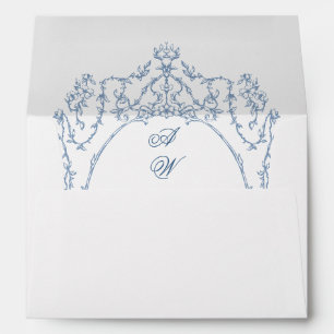 Enveloppe Victorien Ornate Grace Floral Dusty Mariage bleu