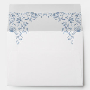 Enveloppe Victorien Ornate Grace Floral Dusty Mariage bleu