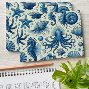 Enveloppe Vie marine vintage Animaux Motif