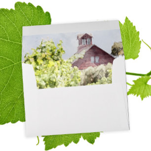 Enveloppe Vignoble et Mariage d'aquarelle de la grange rouge