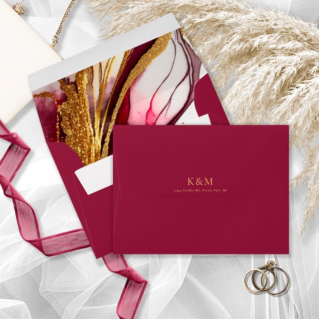 Enveloppe Vin rouge Mariage Abstrait Sparkling ID1018 (Créateur téléchargé)