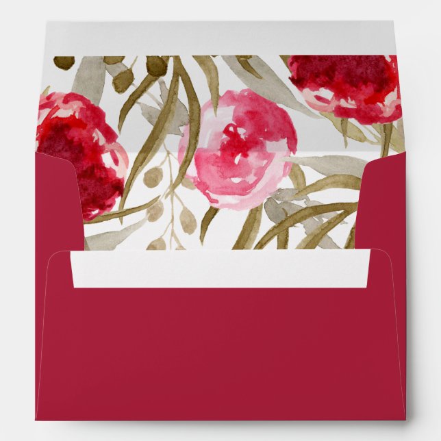 Enveloppe Vin rouge printemps Mariage floral (Dos (Bas))