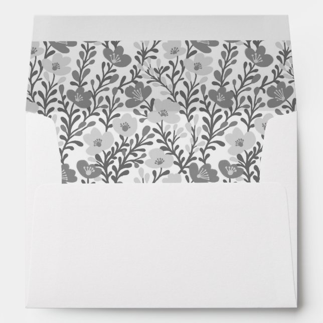 Enveloppe Vins fleurs sauvages Chic Grey Floral Élégant Pers (Dos (Bas))