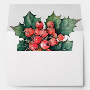 Enveloppe Vintage aquarelle sainte baies feuilles