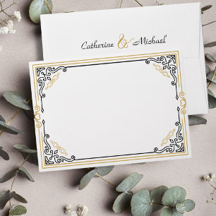 Enveloppe Vintage Art Déco Elégant Black White Gold Mariage