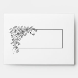 Enveloppe Vintage Black & White Floral Line Mariage d'art