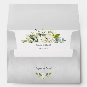 Enveloppe Vintage Blanc Floral Mariage Adresse de retour