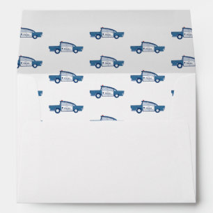 Enveloppe Vintage Blue Police Car fête d'anniversaire