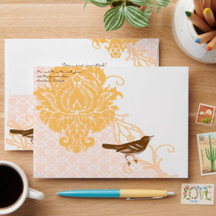 Enveloppe Vintage Brown pour le corail des oiseaux