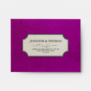 Enveloppe vintage Charm ivoire & aubergine RSVP A2