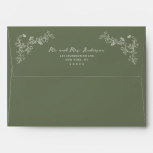 Enveloppe Vintage Chinoiserie Sage Green Mariage