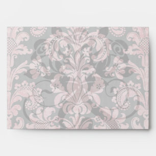 Enveloppe vintage damas rose sur gris profond