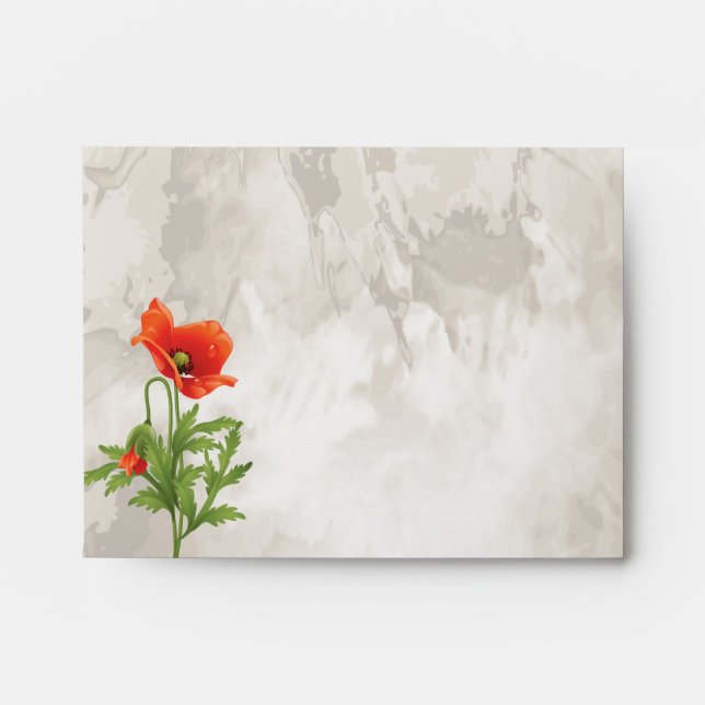 ENVELOPPE vintage DE POPIES ROUGES (Devant)