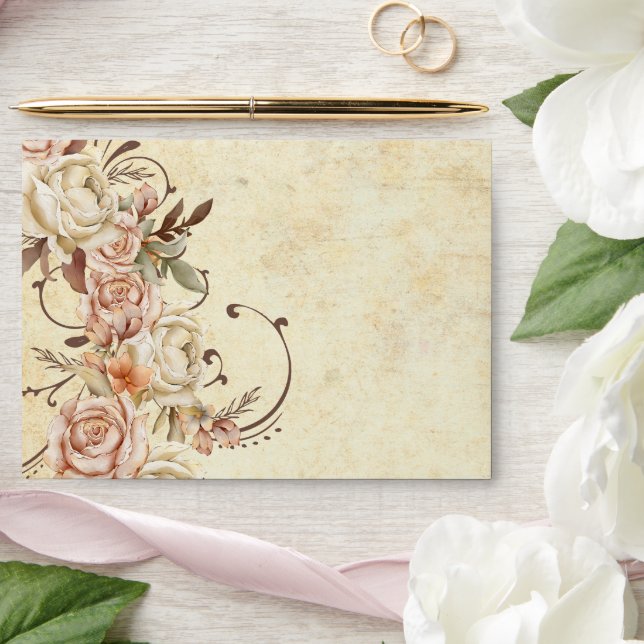 Enveloppe vintage du Mariage Rose d'automne (Wedding)
