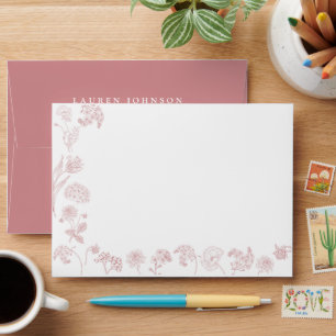 Enveloppe Vintage Dusty Rose Fête des mariées florale 5x7