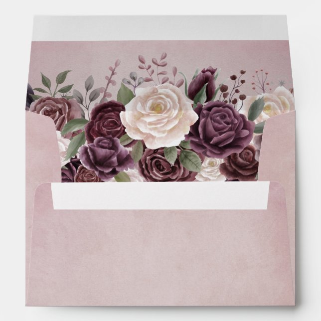 Enveloppe Vintage Dusty Rose Floral (Dos (Bas))