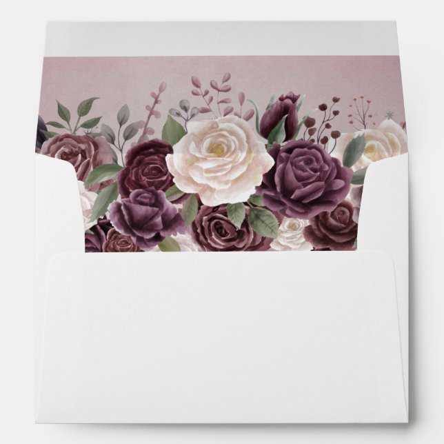 Enveloppe Vintage Dusty Rose Floral (Dos (Bas))