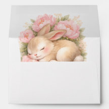 Vintage Easter Bunny Rabbit Pink Return Address