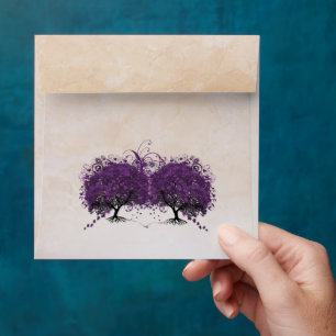 Enveloppe vintage feuille de coeur Peachy Damask