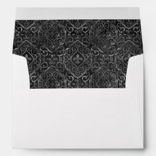 Enveloppe Vintage Fleur de Lis Black Grunge Damask Adresse