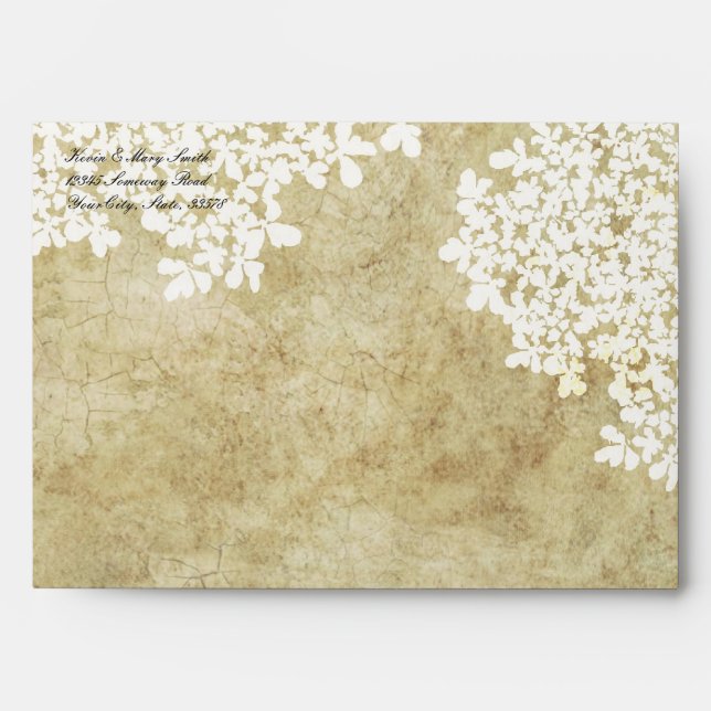 Enveloppe Vintage floral blanc (Devant)