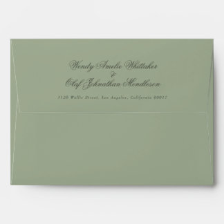 Enveloppe Vintage Floral Crest Olive Sage Monogramme Mariage
