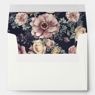 Enveloppe Vintage floral Mariage d'aquarelle marine et mau