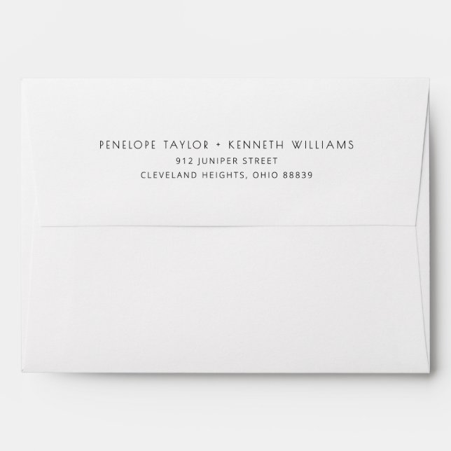 Enveloppe Vintage Font Black White Wedding Return Address (Dos (Haut rabat))
