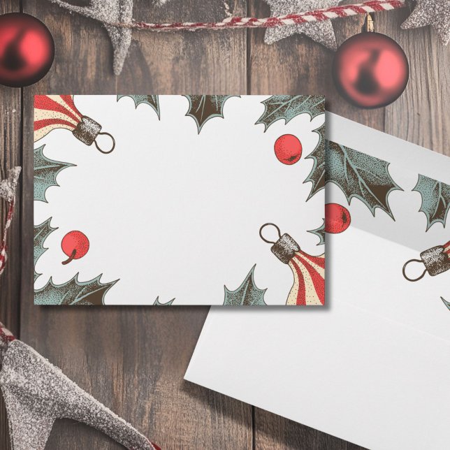 Enveloppe Vintage Holly Christmas (Vintage Holly Christmas Envelope)