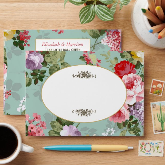 Enveloppe Vintage Jardin Floral Mariage botanique (Desk)