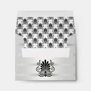 Enveloppe Vintage look Art Déco Plume Blk Wht A2 5.6x4 1/8