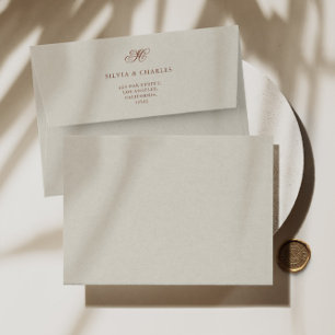 Enveloppe Vintage Mariage classique Monogram Ecru
