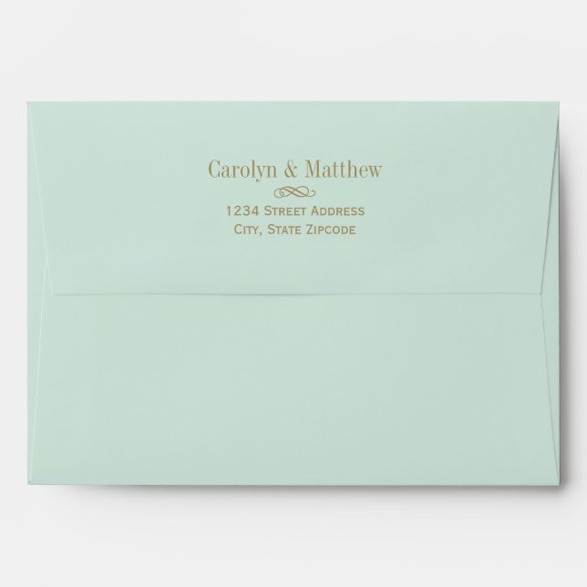 Enveloppe Vintage Mint Blue Green Antique Mariage (Dos (Haut rabat))