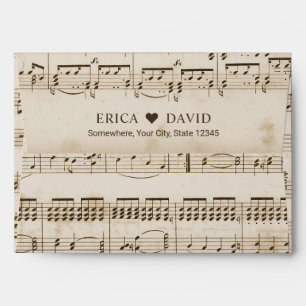 Enveloppe Vintage Music Notes Arrière - plan Musical Mariage