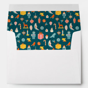 Enveloppe Vintage Noël Ornements Motif