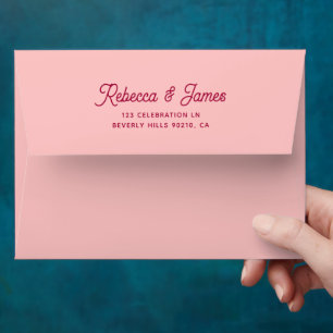 Enveloppe Vintage Noms rétro Mariage Peachy rose clair