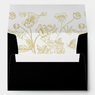 Enveloppe Vintage or Floral Faire-part de mariage noir